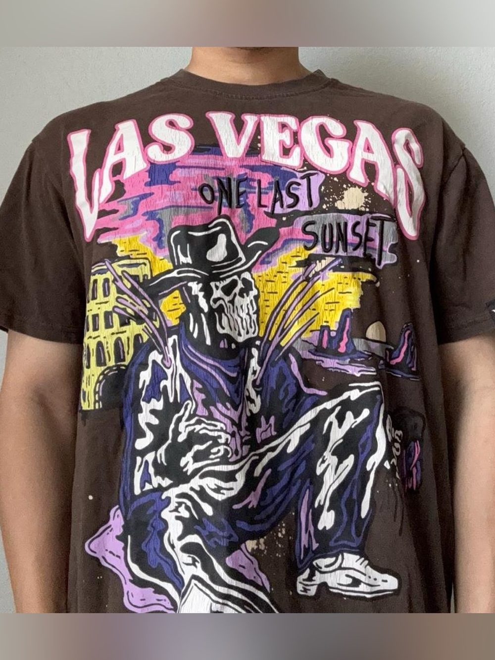 Watson Las Vegas One Last Sunset Graphics Brown Heavyweight Tee Shirt